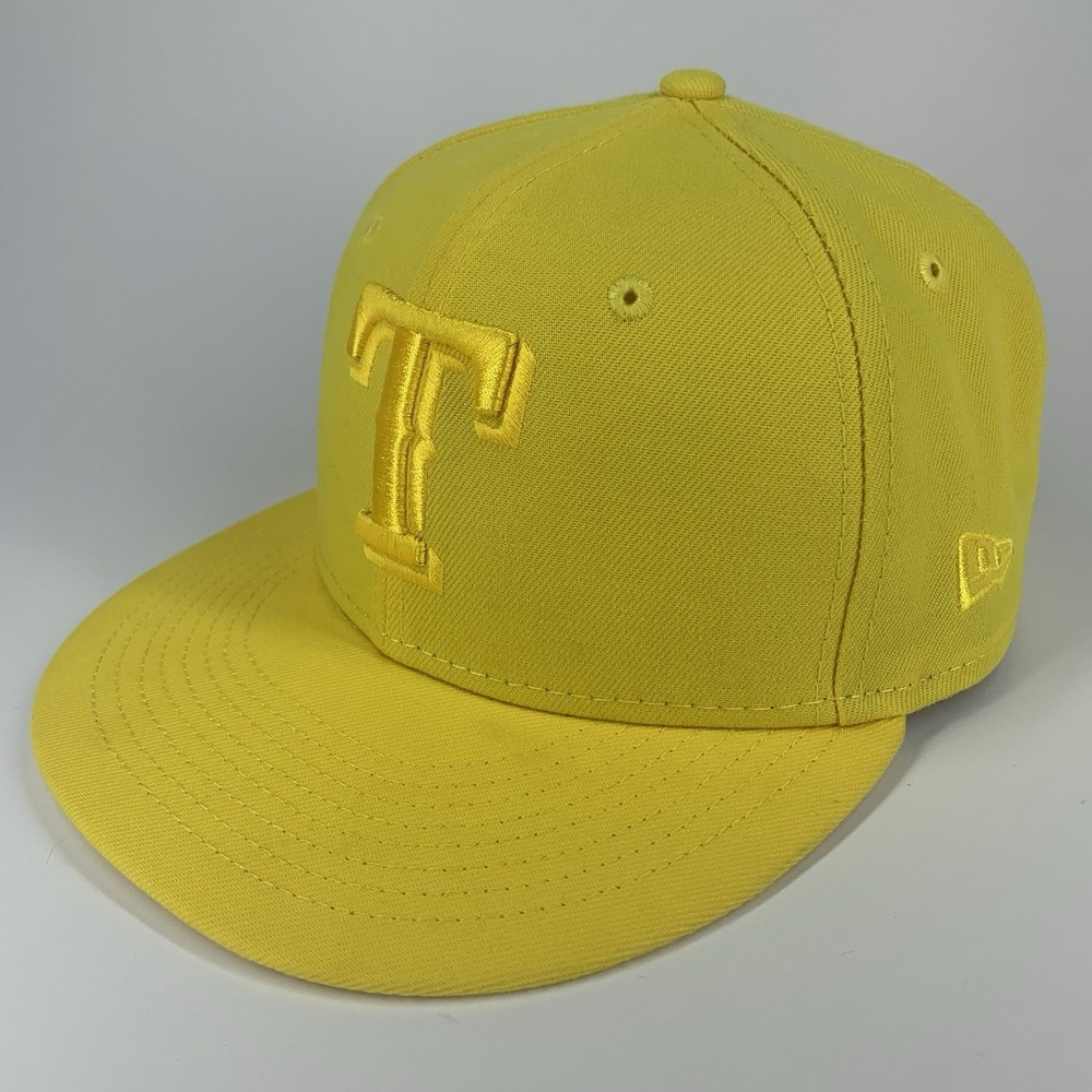 Texas Rangers Hat Yellow Tonal New Era 59FIFTY Fitted Size 7 MLB Baseball Cap